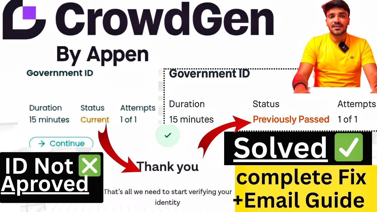 ID Verification Approved Nahi Hota? CrowdGen AI Appen: Complete Fix + Email Draft Guide 2025