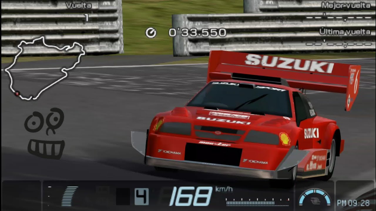 Gran turismo psp, en nurburgring con suzuki escudo dirt trial, tiempo: 6'08.411.
