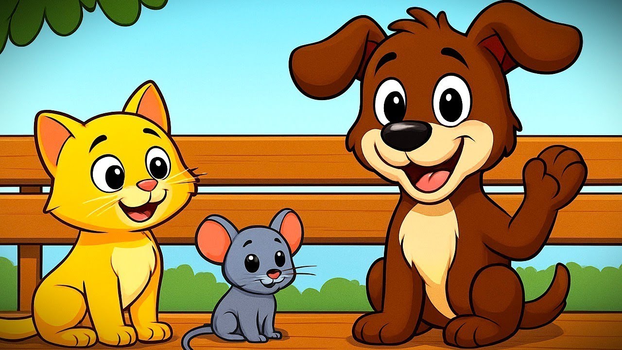 Il cucciolo, il gatto e il topo parlano sulla panchina 🐶🐱🐭🐸 NUOVO Mix - Canzoni e Rime per Bambini