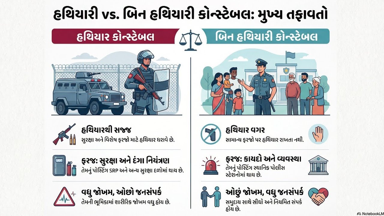 GUJRAT Police હથિયાર કોન્સ્ટેબલ vs બિન હથિયારી કોન્સ્ટેબલ