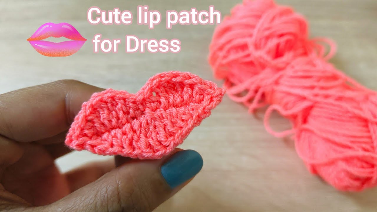 Simple Crochet For Beginners🫦🫦CUTE CROCHET LIP PATCH FOR YOUR DRESS (  Tutorial+free pattern )