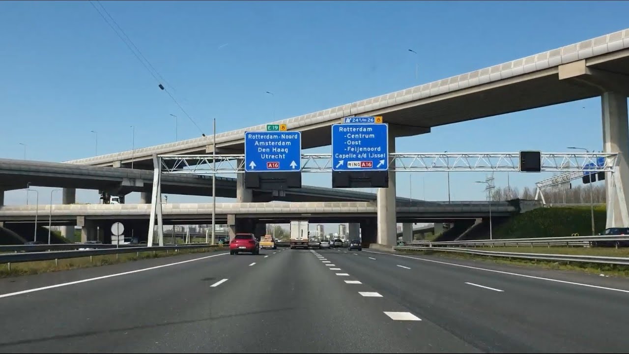 Dashcam Beelden A16: Knooppunt Ridderkerk --- 》Van Brienenoordbrug ---》 Knooppunt Terbregseplein.