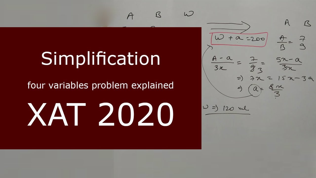 [XAT 2020] Consider the four variables A, B, C and D and a function Z of these variables, Z = 15A&sup2;..