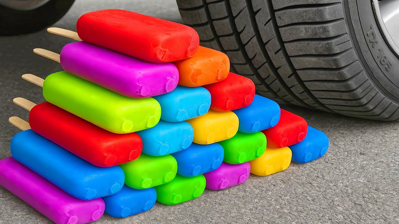 Crushing Experiments Video! &Car vs Crunchy Color Giant Toothpaste Balloons & Soft Things By Car
