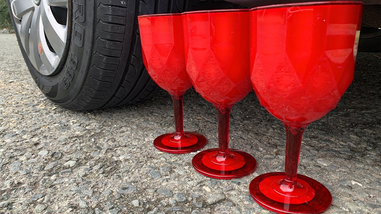 Experiment Car vs Red glasses! Experiments and Crunch things with car