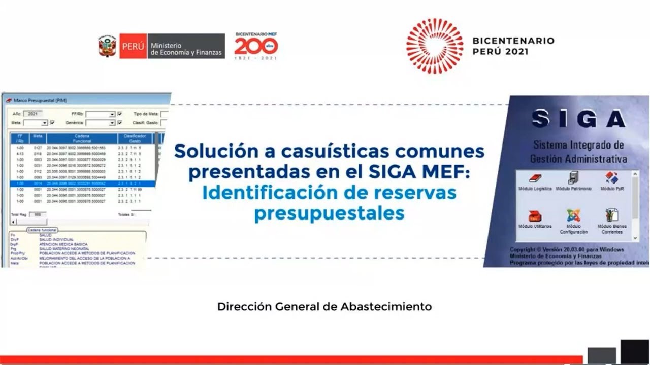 Solución a casuísticas comunes presentadas en el SIGA MEF: Identificación de reservas presupuestales