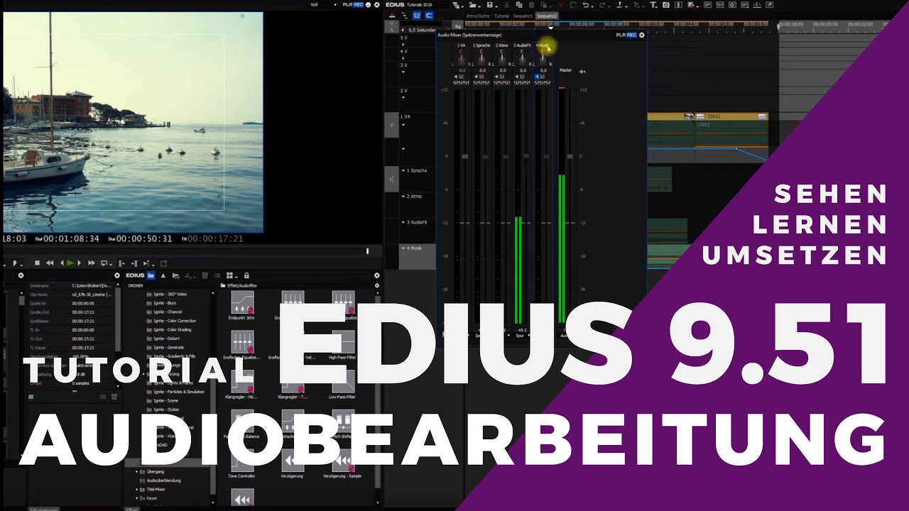 EDIUS - Audiobearbeitung, einstellen, bearbeiten und mischen.