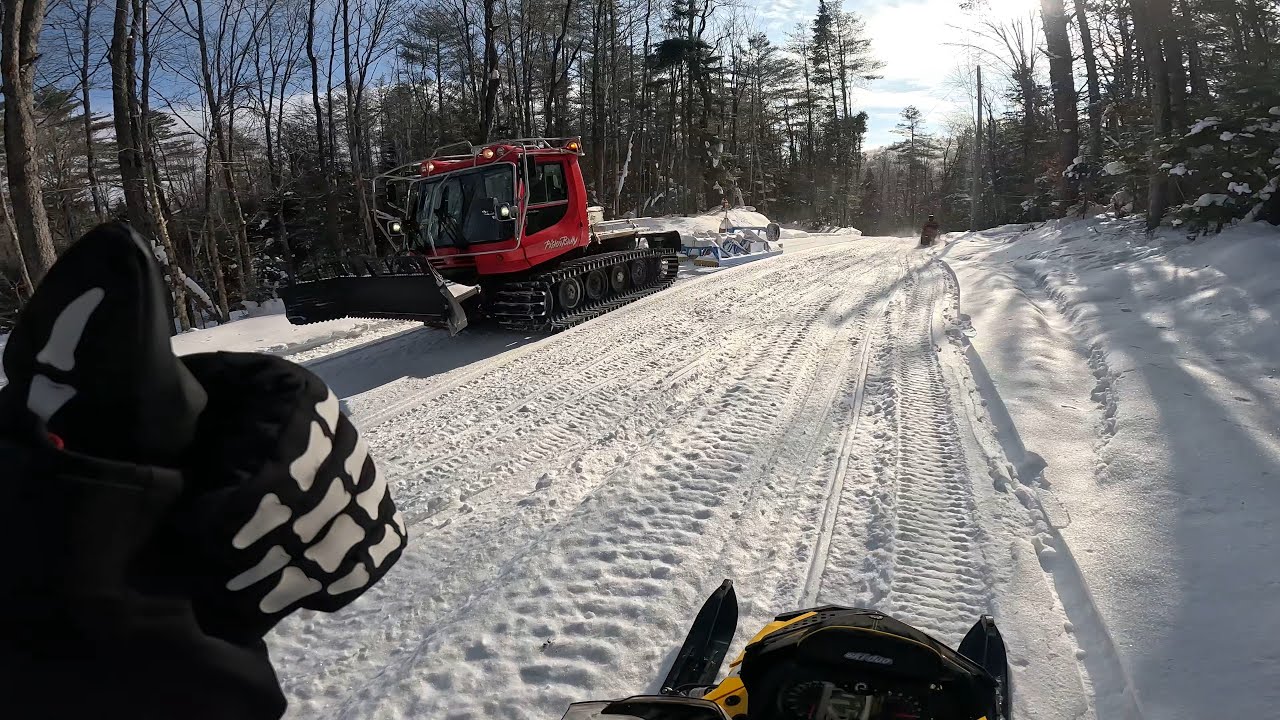 Snowmobiling on some groomed trails