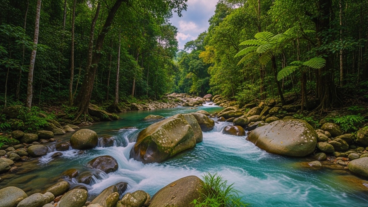 Peaceful Forest River Sounds at Night | Sleep Instantly with Natural Water White Noise