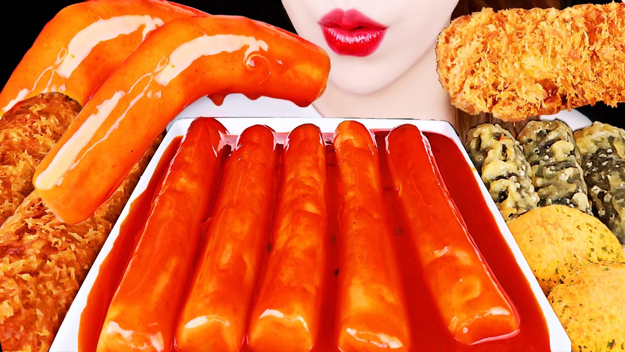 ASMR GIANT TTEOKBOKKI, CHEESE BALLS, CHESSE PORK CUTLET, SEAWEED ROLLS EATING SOUNDS MUKBANG 먹방 咀嚼音