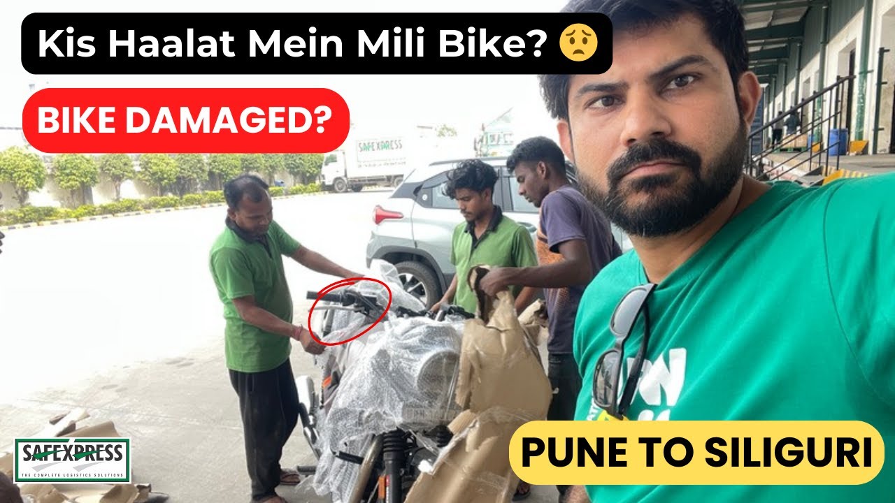 Kis Haalat Mein Mili Bike Siliguri Mein? 😟 Damage Check After Transport |Safexpress|Pune to Siliguri