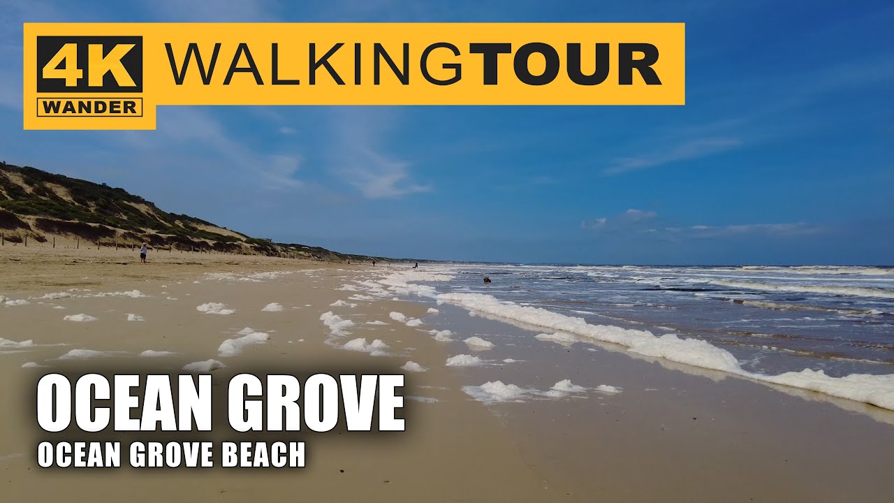 Ocean Grove Beach Walking Tour in Ocean Grove, Australia (4K 60fps)