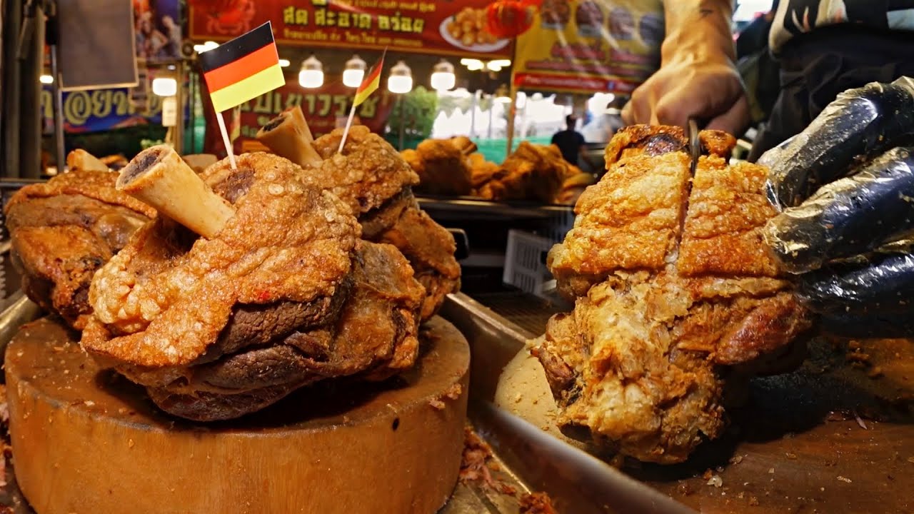 The Most Famous Crispy Pork Knuckle at Bangkok Street Food Thailand