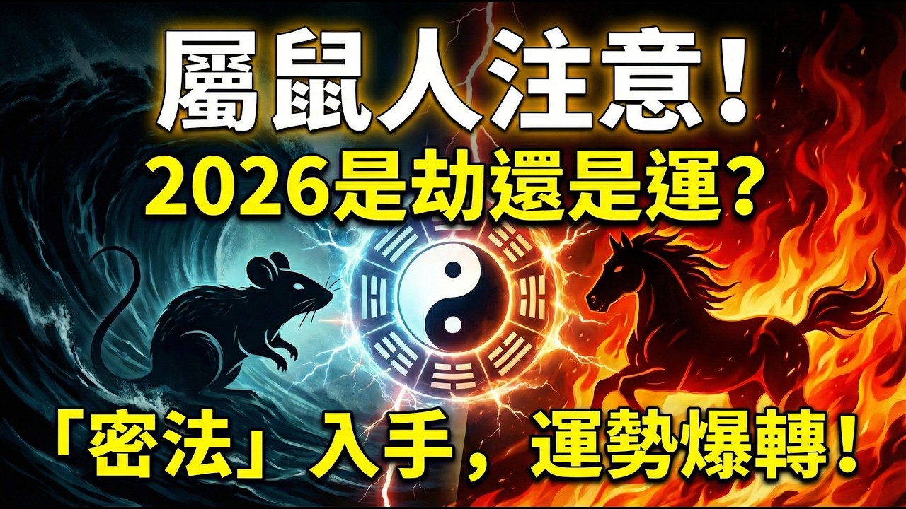 屬鼠人馬年「正沖太歲」！是大凶還是大發？掌握「以喜擋災」密法，助你逆襲轉勝！#2026屬鼠運勢 #沖太歲 #犯太歲化解 #偏財運 #生肖鼠2026運勢 #招財 #改運 #生肖鼠 #屬鼠 #2026馬年
