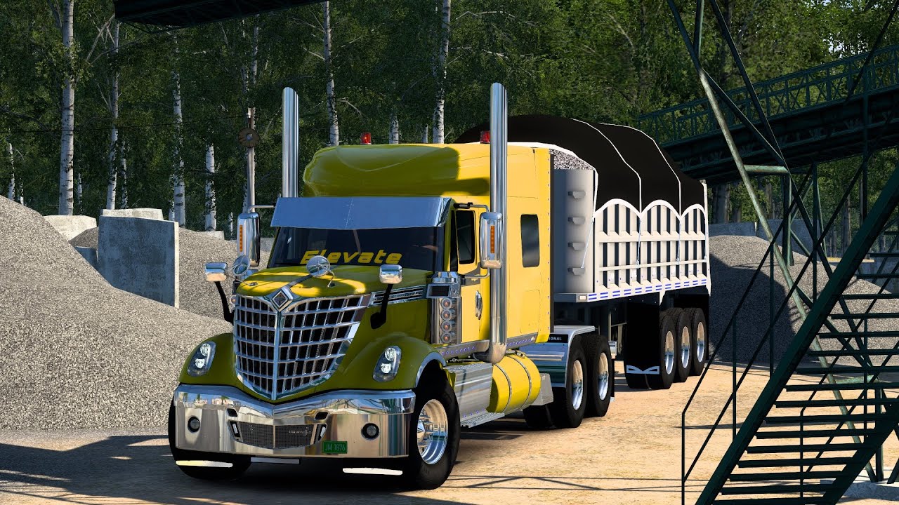 Custom International Lonestar hauling 65 tons of Gravel- zeemod 12.7 Detroit 