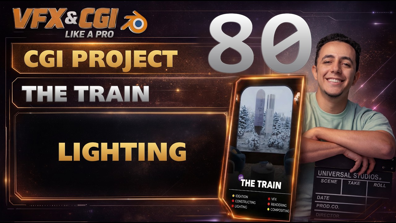 080 - The Train Project ( Lighting ) - VFX like A Pro Course Blender🔥| الحلقة 80
