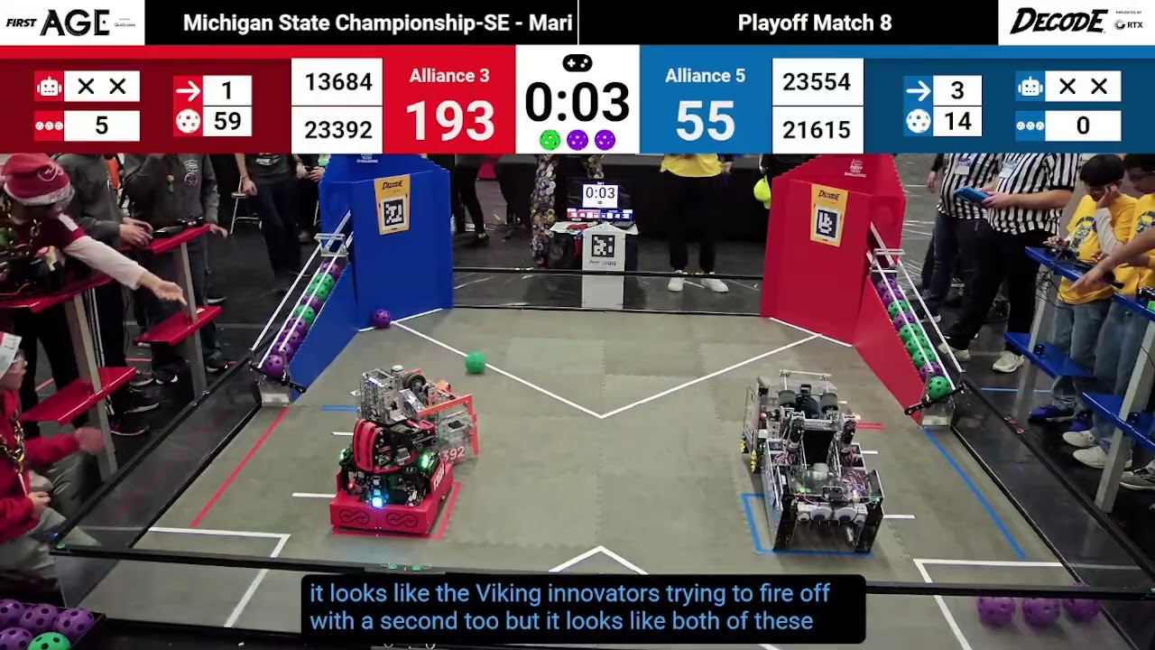 FTC Michigan State Championships SE 2025 Marie Curie - Playoff Match 8 - Infinity Tech 13684