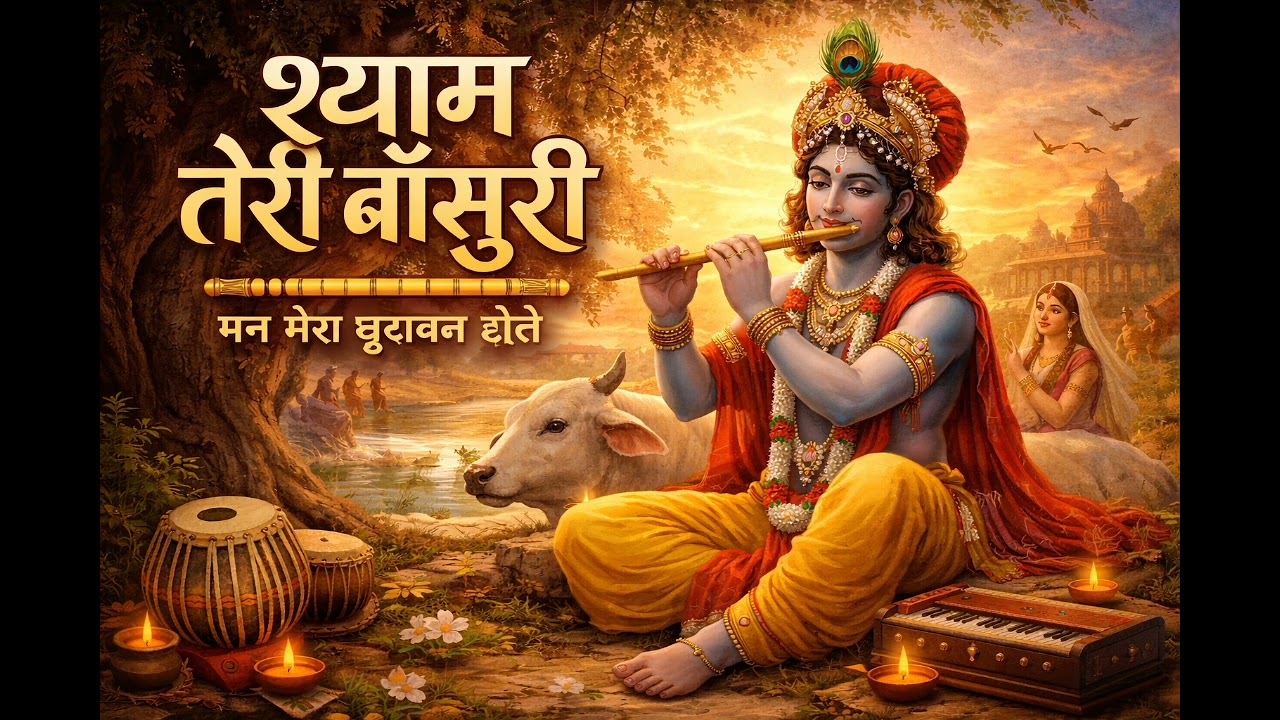 Shyam Teri Bansuri | AI Generated Krishna Bhajan | Indian Flute Devotional Song