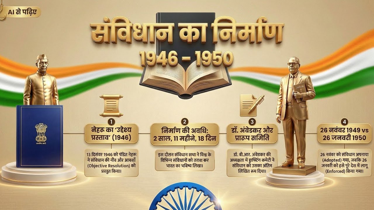 संविधान निर्माण: One Shot || बिल्कुल आसान भाषा में || Complete Indian constitution Making Process 