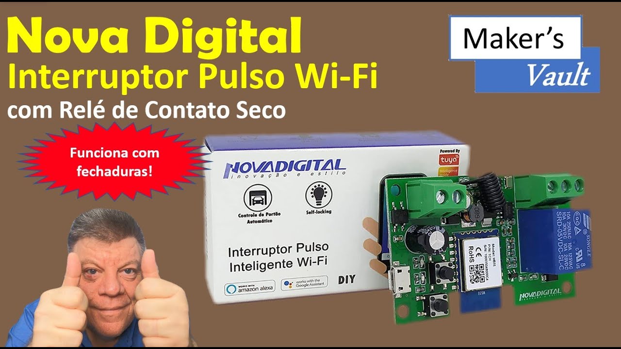 Nova Digital Interruptor de Pulso Wi-Fi : Funciona com Fechaduras - Use com Alexa!