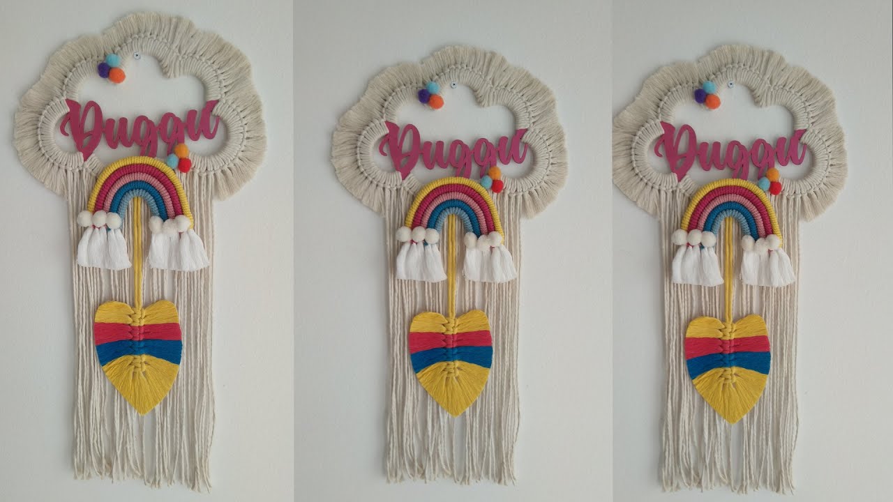 Macrame Cloud Name Wall Hanging for Kids / Macrame Boho Wall Hanging / The Craft Pot