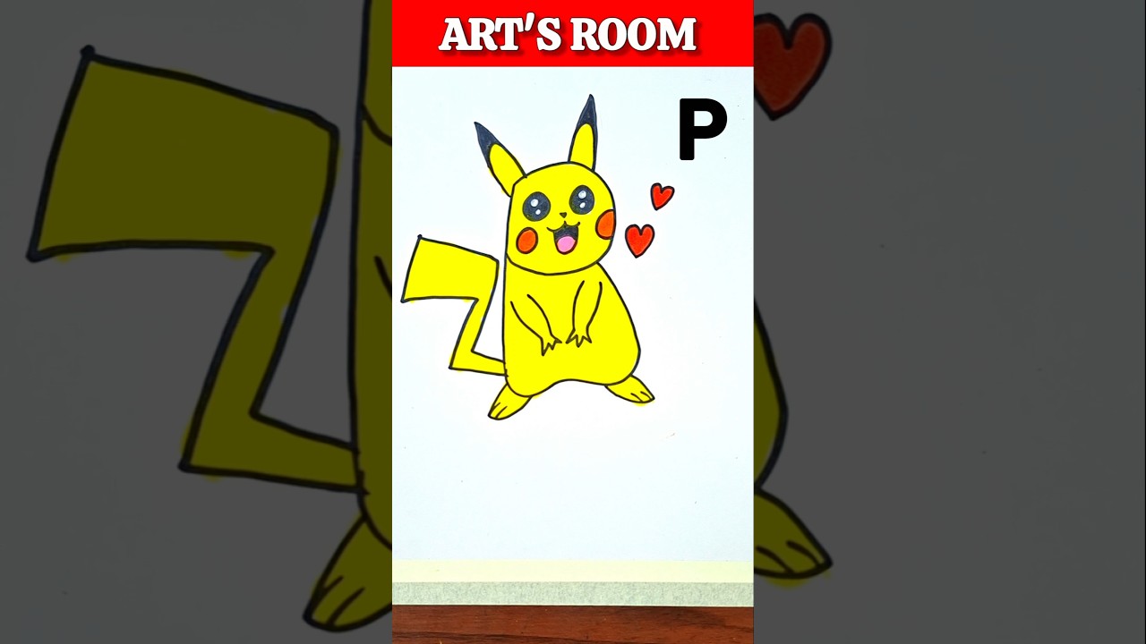 P For Pikachu| Easy Drawing Tricks With Letters #shorts