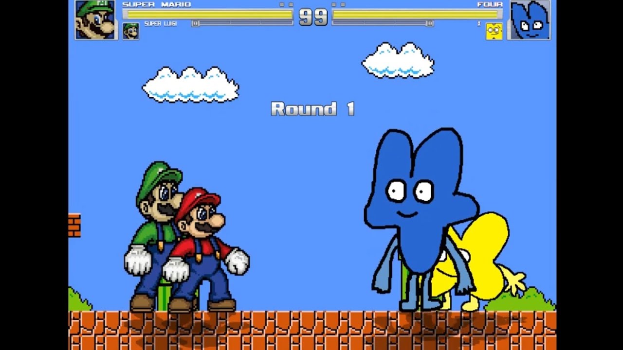M.U.G.E.N: Four & X (BFB) VS. Super Mario & Super Luigi #supermario #bfdi #mugen