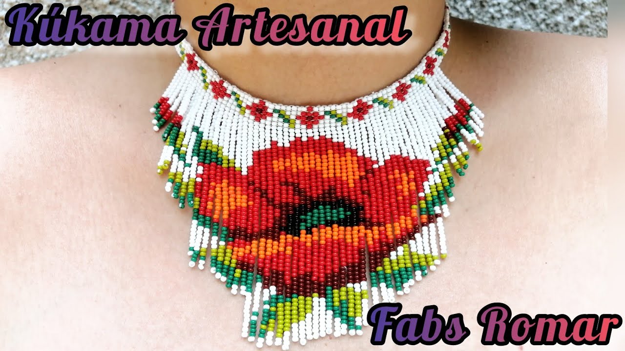 Gargantilla de chaquira /flor roja 2 parte Cascada de flor .♥️🌹