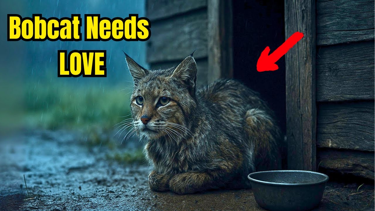 Too weak to stand… yet this bobcat watched the road, waiting for someone