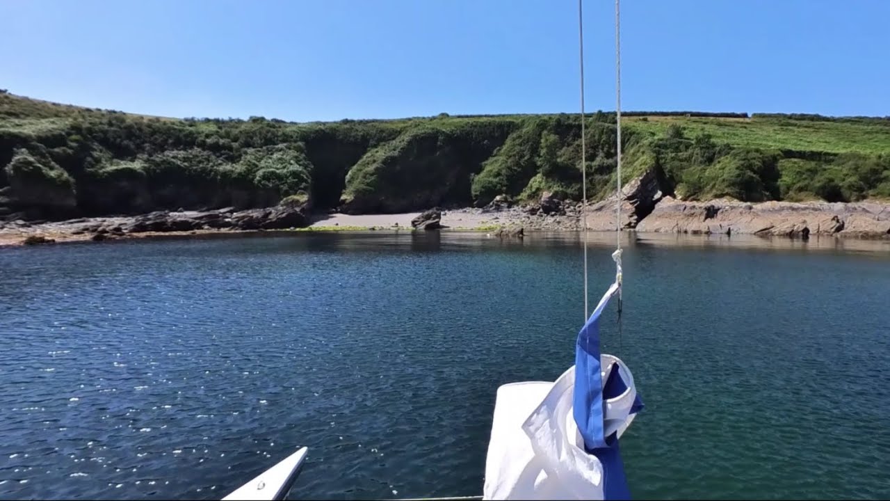 Sailing to a hidden cove, tan jib trials