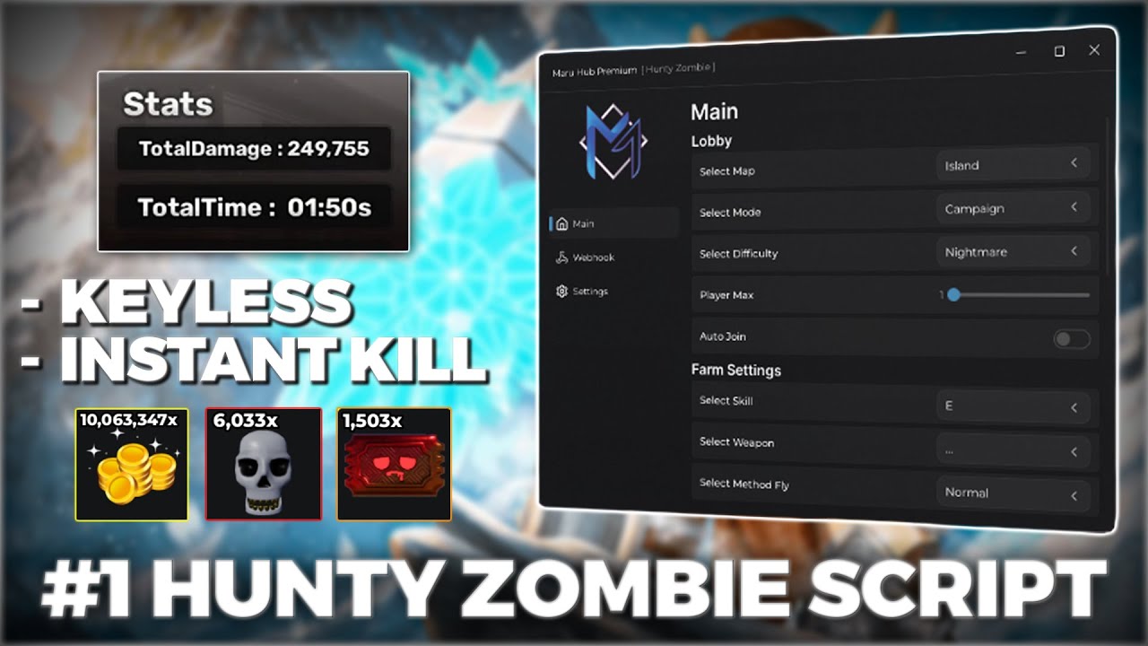 Скрипт Hunty Zombie | Самый быстрый рейд — автоматический рейд, без ключа, мгновенное убийство, д...