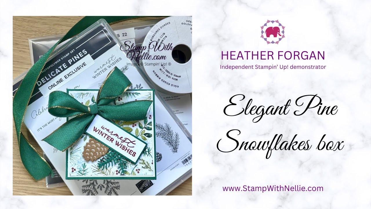 How to make a lidded gift box with Stampin' Up! Elegant Pine Snowflakes suite collection