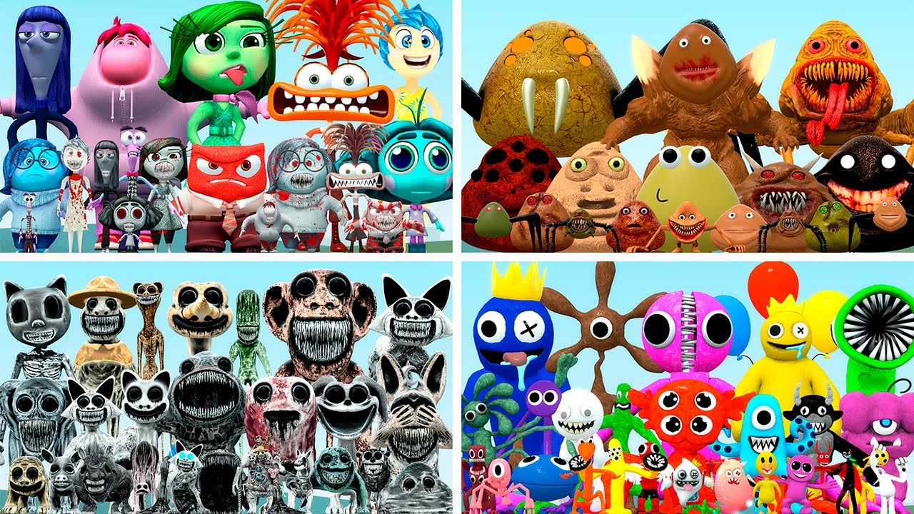 INSIDE OUT VS POU BOU'S VS ZOONOMALY VS RAINBOW FRIENDS (Garry's Mod)
