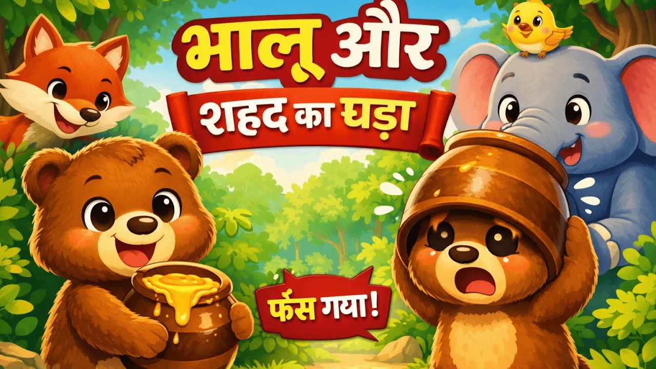भालू और शहद का घड़ा 🐻🍯 | मज़ेदार नैतिक कहानी | Moral Story in Hindi