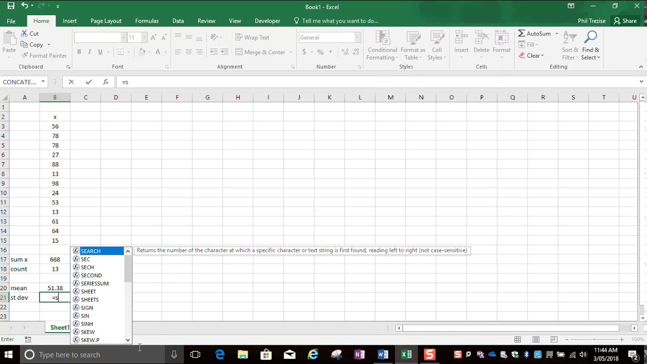 Excel and Word for Simple Stats