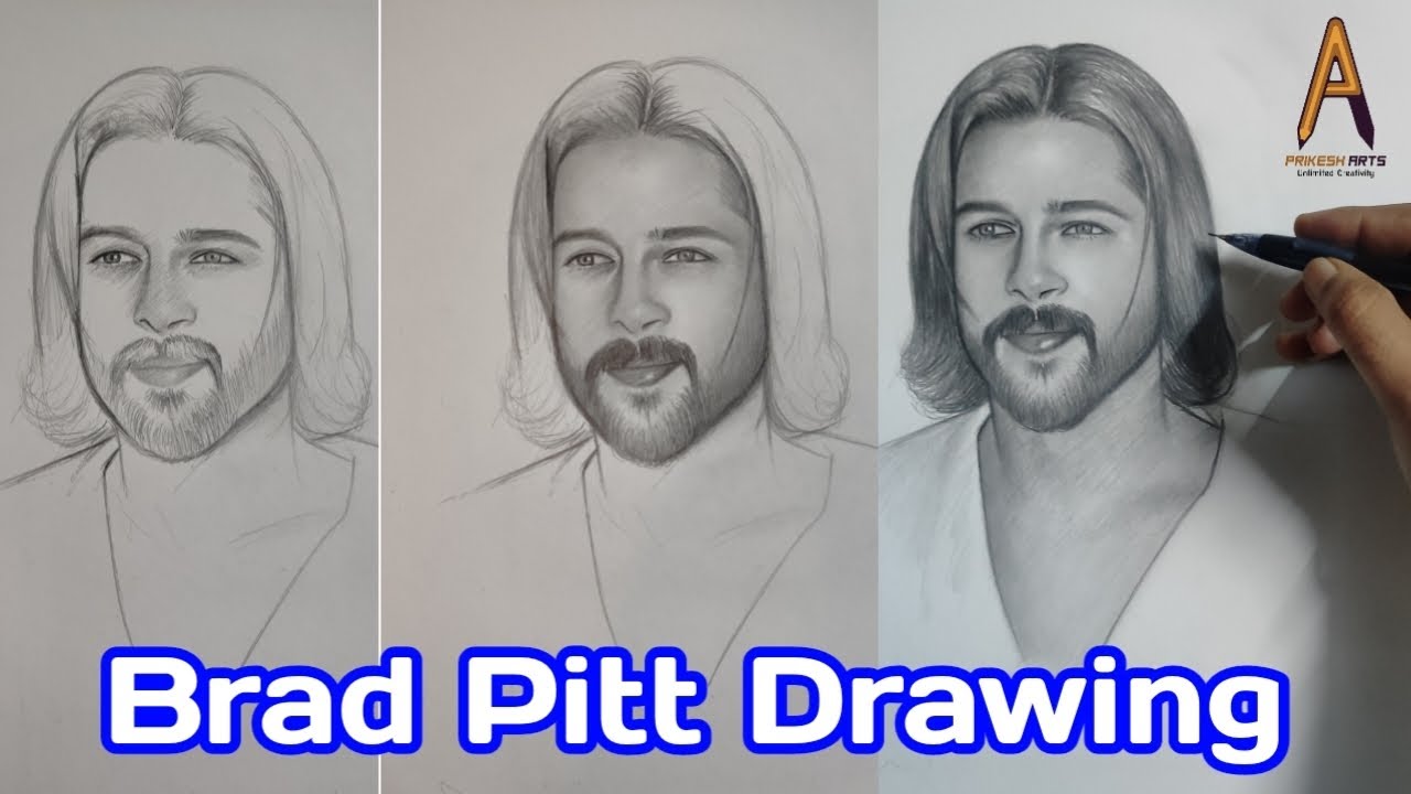Brad Pitt | Drawing tutorial|step by step|@prikesharts 