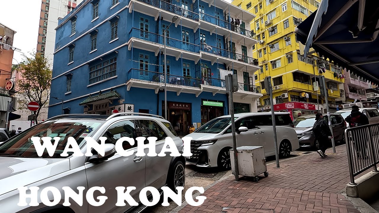 HONG KONG WAN CHAI STREET DAY TOUR - BLUE HOUSE AND VILLAIN HITTING TOUR - MARCH 2024 [4K TOUR]