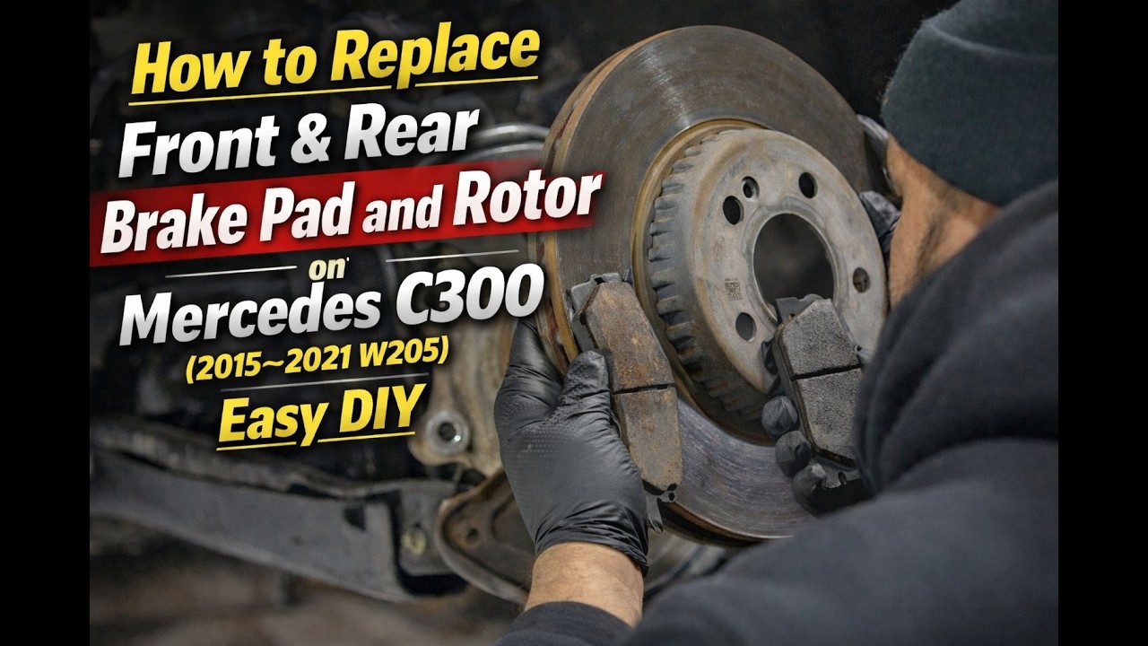 How to Replace Front & Rear Brake Pad and rotor on Mercedes C300 2015–2021 W205 — Easy DIY