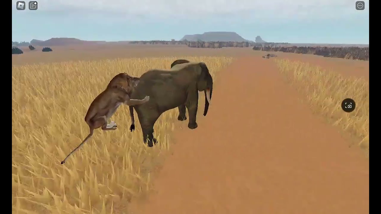 Two lions trying to hunt a single elephant | Mosaic Survival Roblox