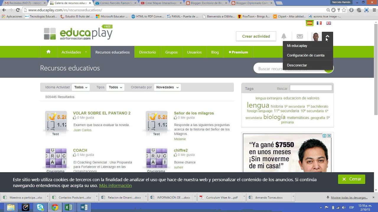 Compartir actividad de  Educaplay