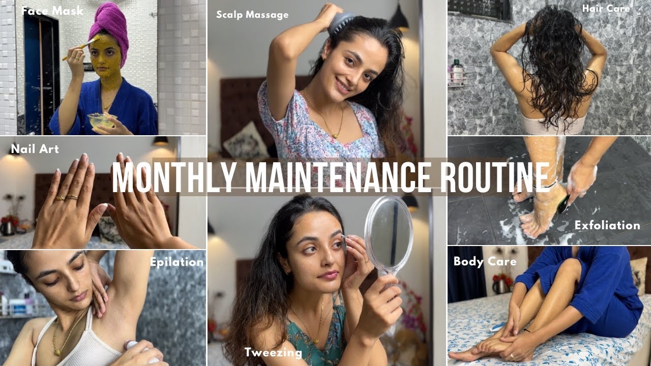 BEAUTY MAINTENANCE ROUTINE ✨: what I do at Home! (Face, Brows, Nails, Hair + Body) || Garima Verma