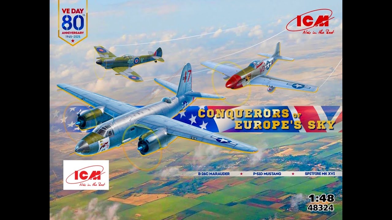 ICM VE DAY 80 'Conquerors of Europe's Sky' (3x 1/48 kit) set review (48324)