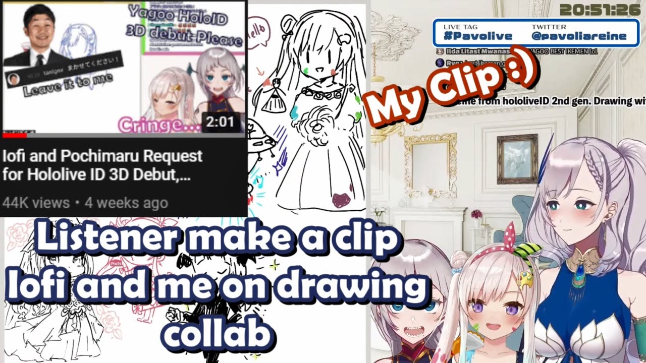 Pochi Sensei has Comment on this Channel, Drawing Collab with Iofi and Reine [HololiveID] 