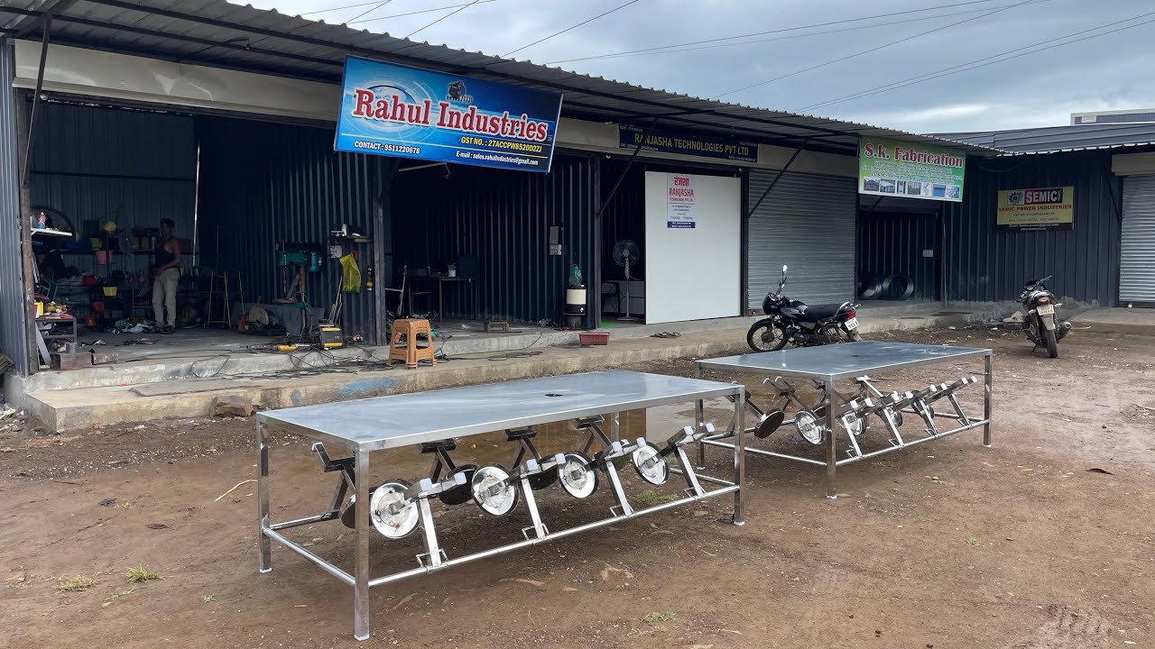 SS Canteen Dining table with folding stools Full Video All proses #canteen #table #industrial #steel