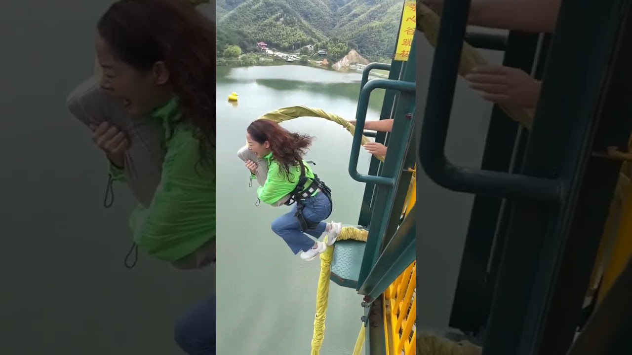Bungee 🥱Jumping With Rope In Beautiful Place Adventures #shorts