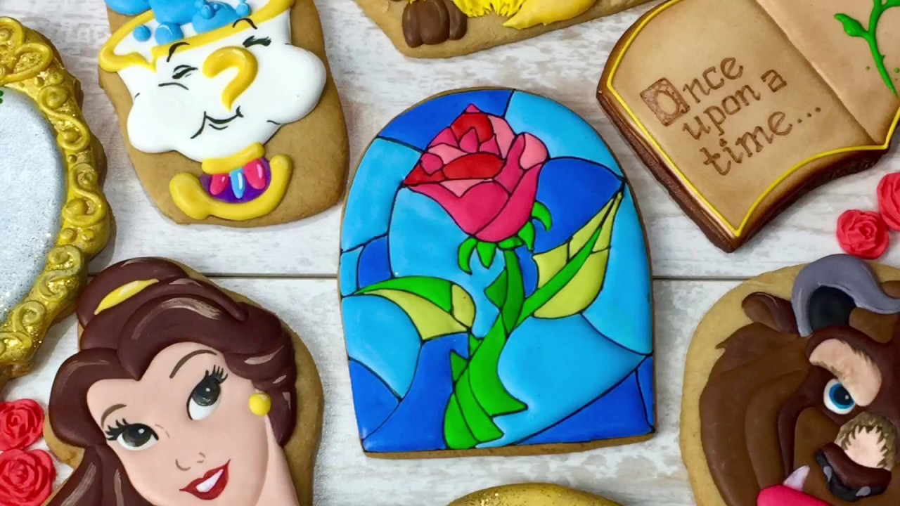 ENCHANTED ROSE COOKIE (Beauty and the Beast) | Cookie decorating tutorial | TALECOOKIES by Tanya Dur