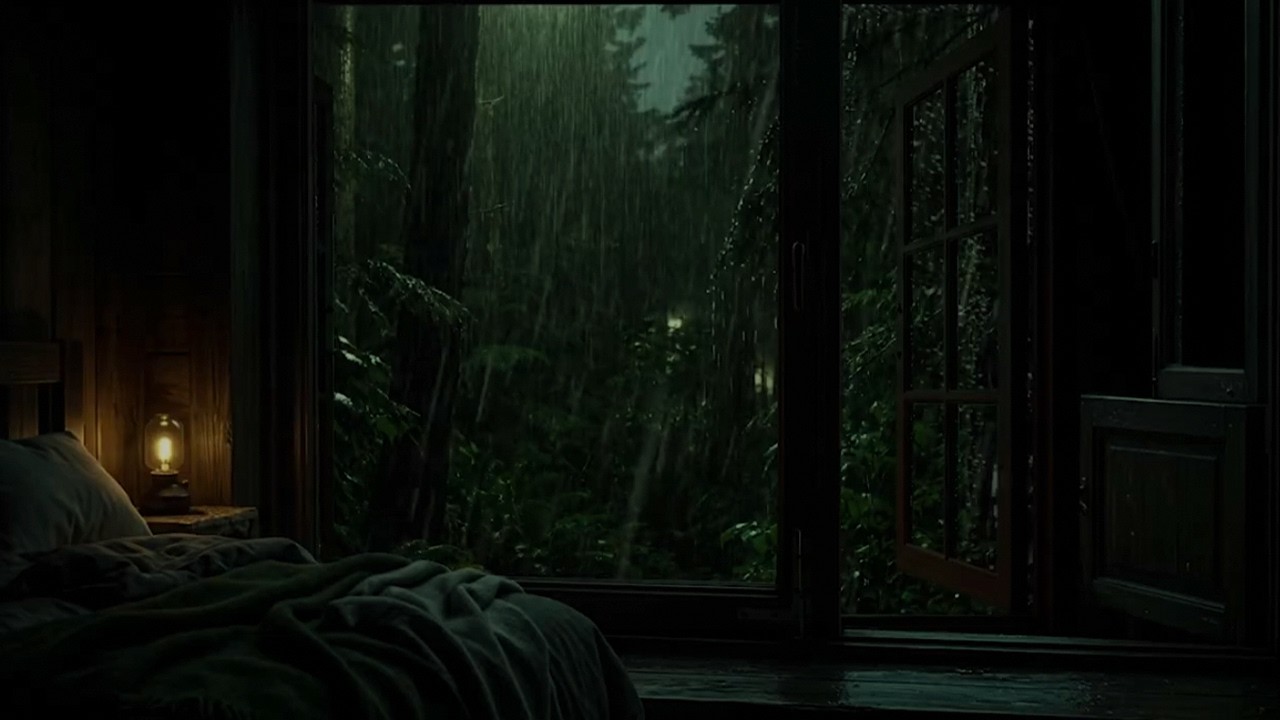 Rainy Midnight Atmosphere -  Open Window Sounds for Stress Relief & Rest #33