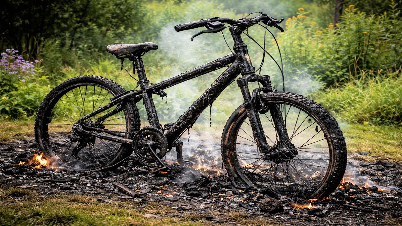 Restoring A Vintage Bicycle Burned Completely Black After Fire Damage and Years of Neglect Revival