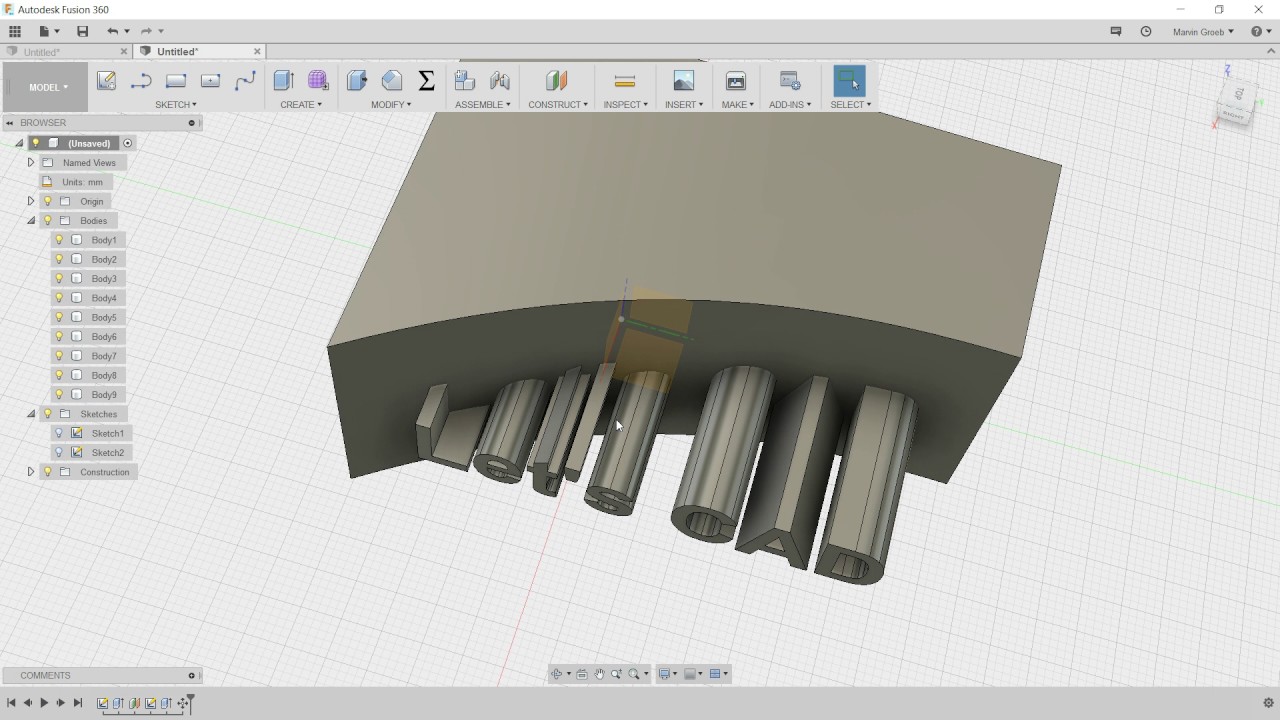 Let's CAD - Fusion 360 - Folge 008 - Text / Sketch auf gekrümmter Fläche