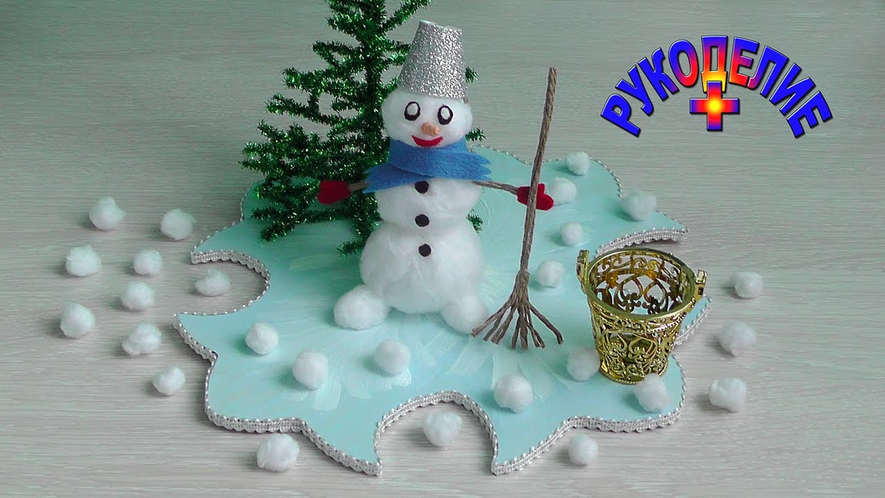 Ватный снеговик. Как сделать снеговика быстро и просто. DIY snowman with cotton